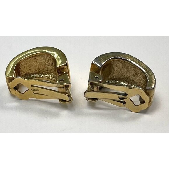 VTG 1980s Lot 3 Goldtone Silvertone 3/4" Huggie Hoop Clip-On EARRINGS EUC - Picture 7 of 7